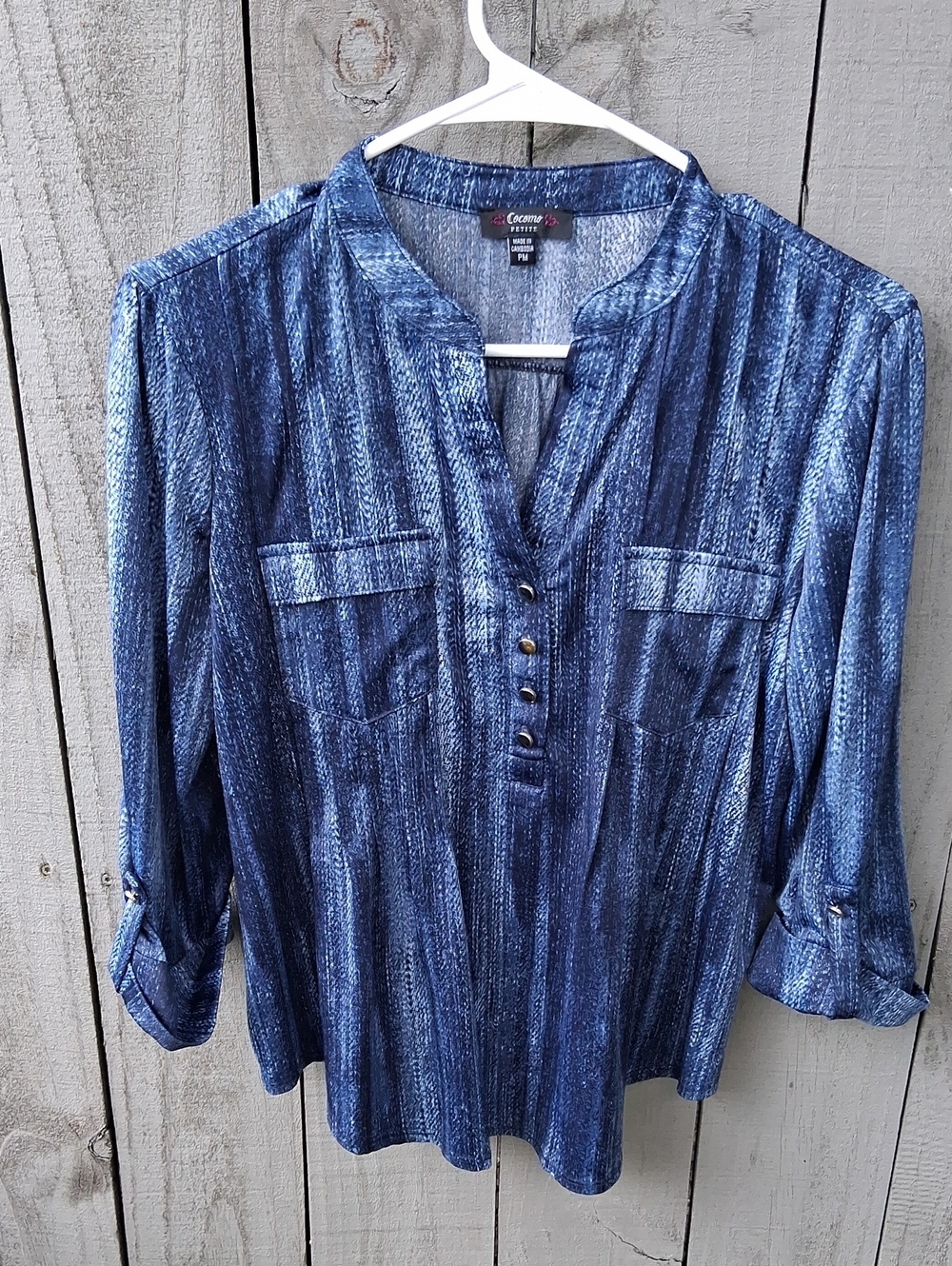 Blue Striped Henley Tunic